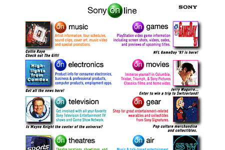 Sony website in 1996