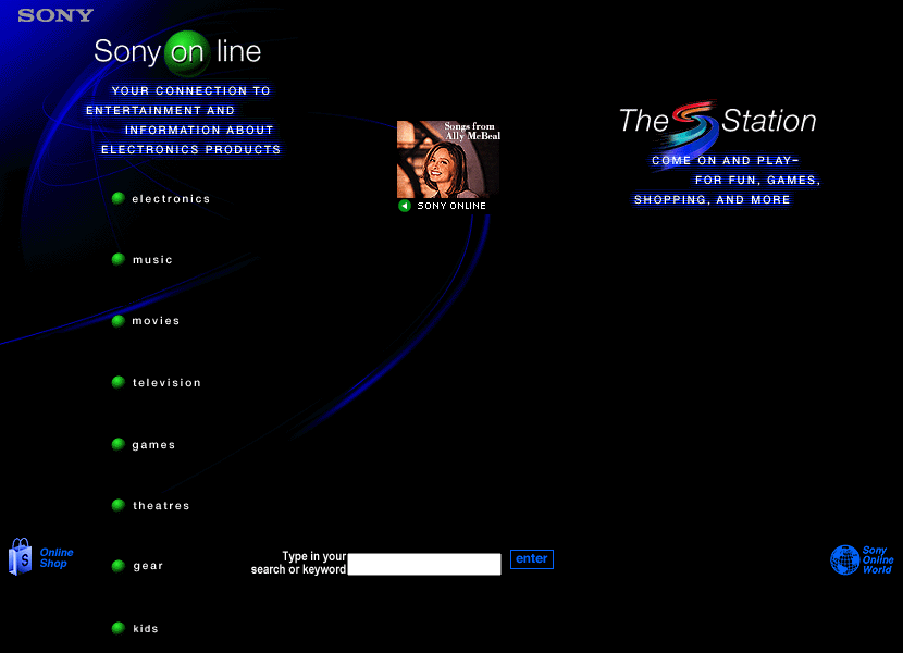 Sony website in 1997