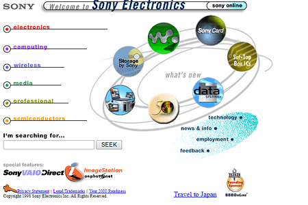 Sony website in 1998