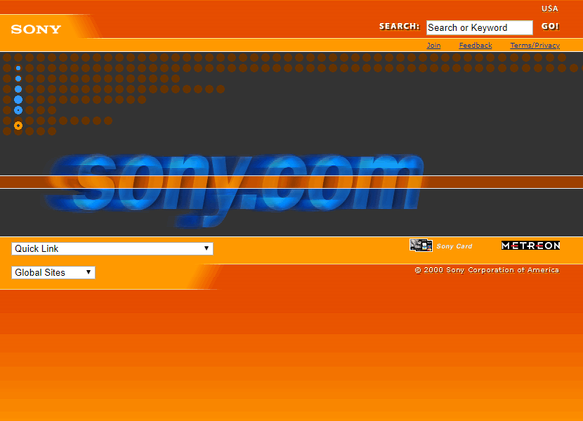 Sony website in 2000