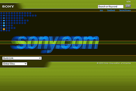 Sony website in 2001