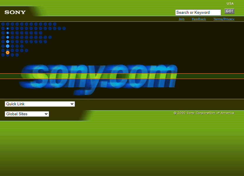 Sony website in 2001