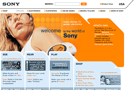 Sony website in 2002