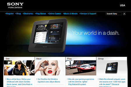 Sony website in 2010