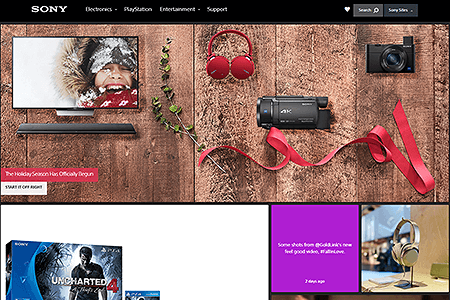 Sony website in 2016