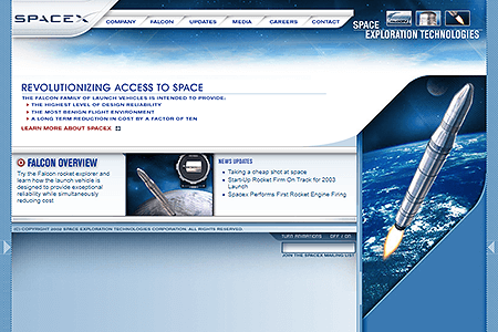 SpaceX website in 2003