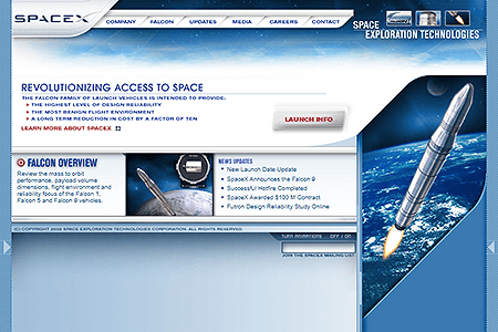 SpaceX website in 2005