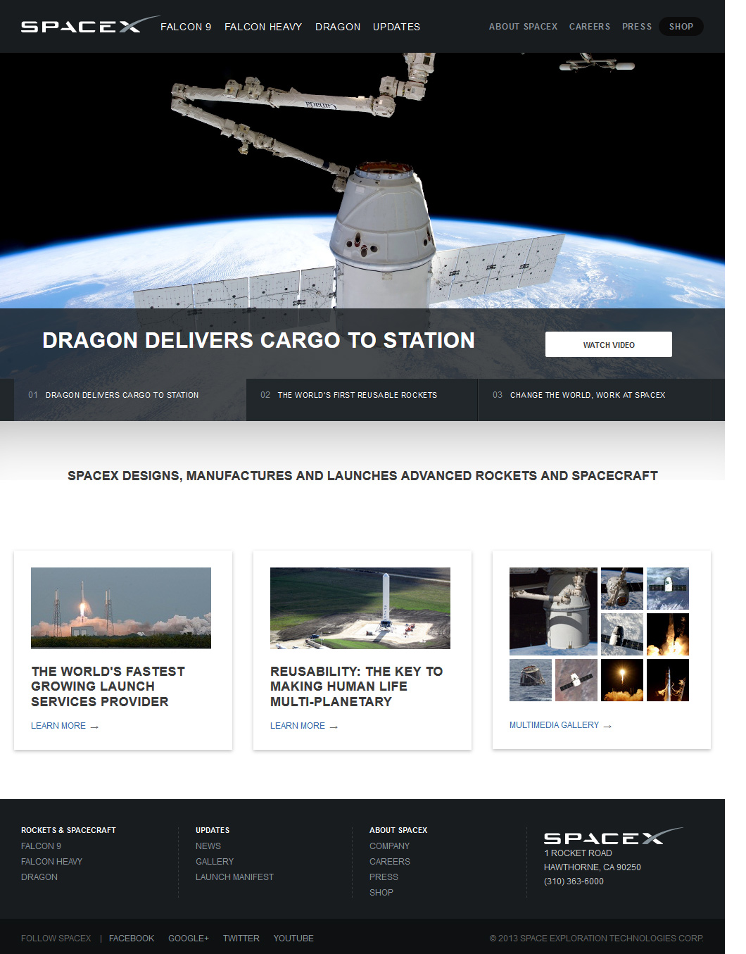 SpaceX website in 2013
