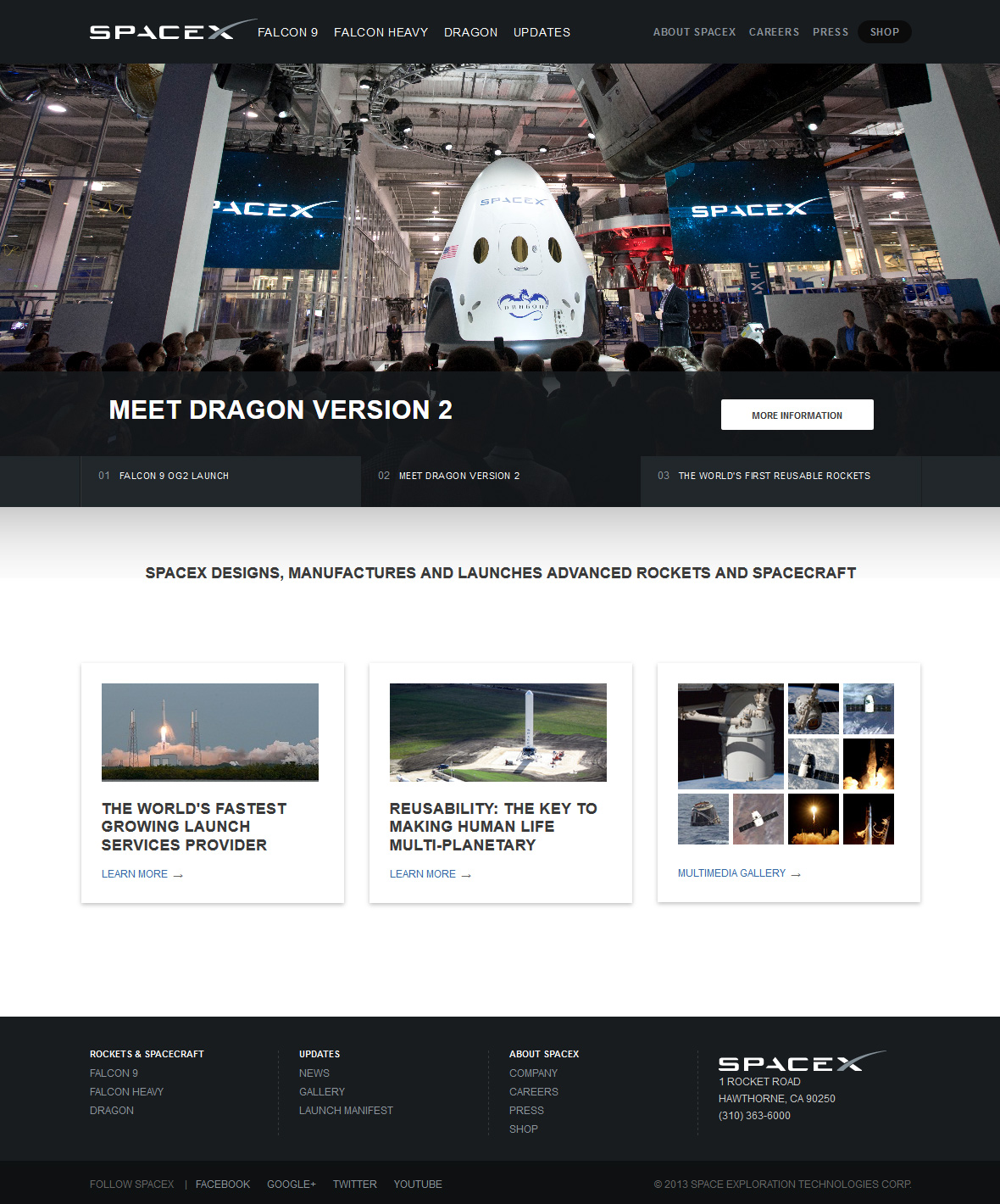 SpaceX website in 2014