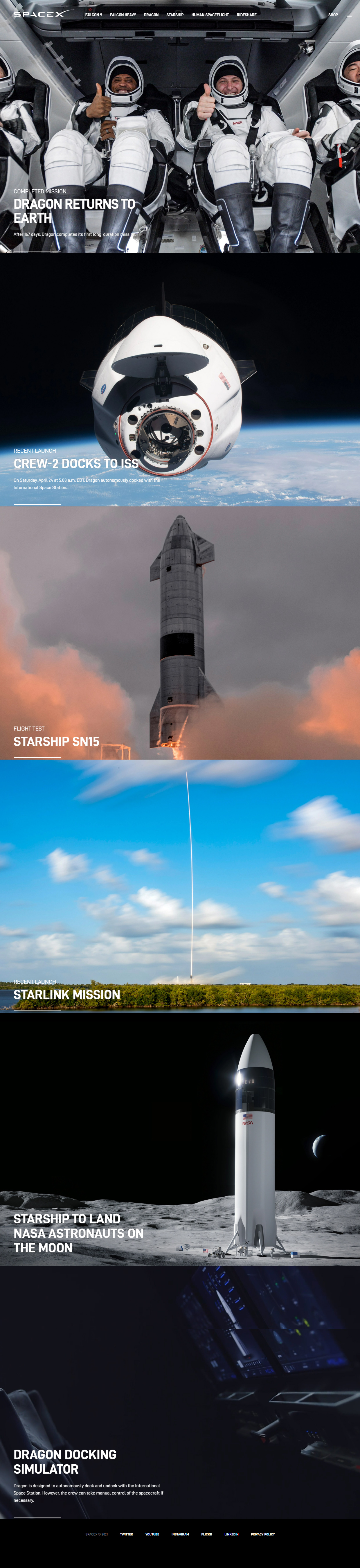 SpaceX website in 2021