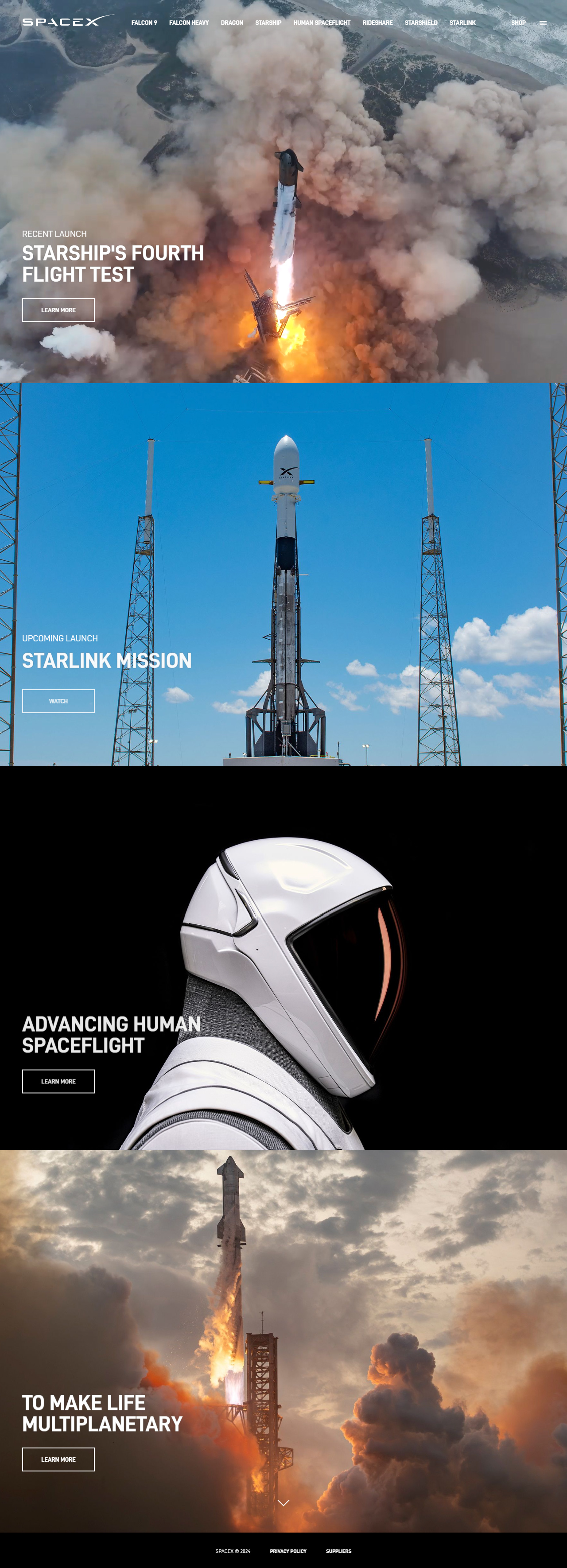 SpaceX website in 2024