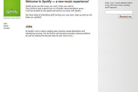 Spotify website in 2006
