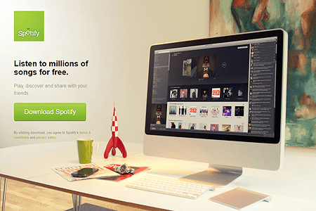 Spotify website in 2012