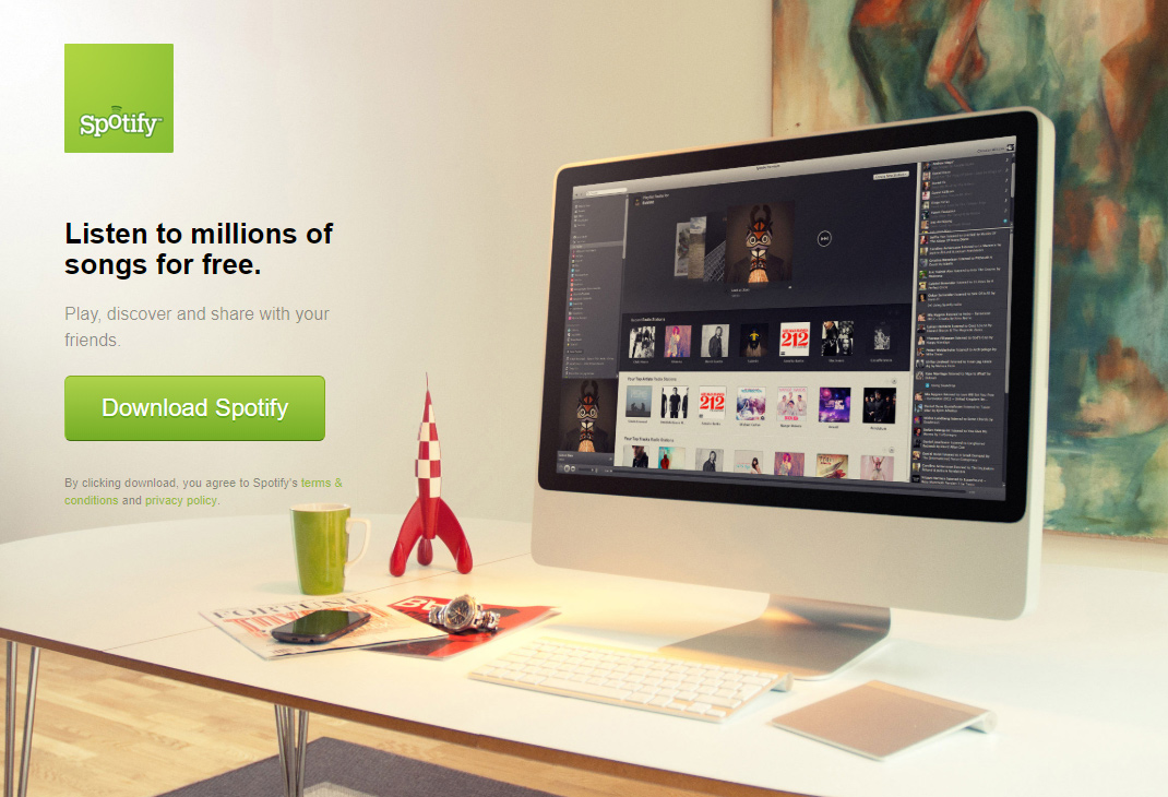 Spotify website in 2012