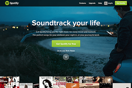 Spotify website in 2013