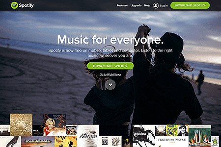 Spotify website in 2014