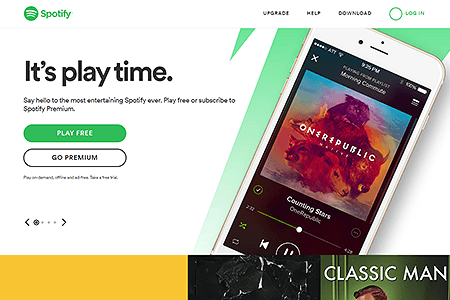 Spotify website in 2015