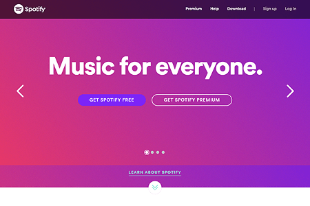 Spotify website in 2016