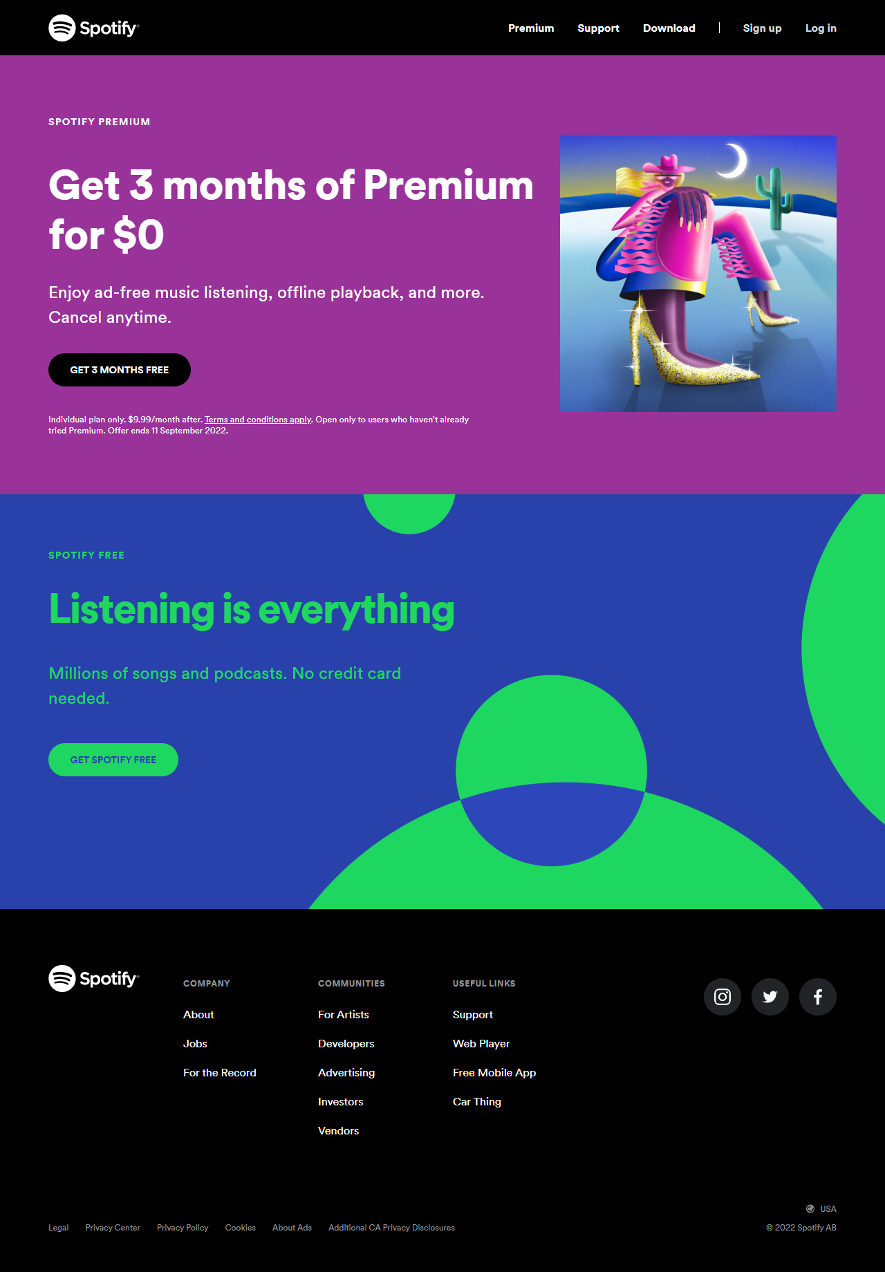 Spotify website in 2022