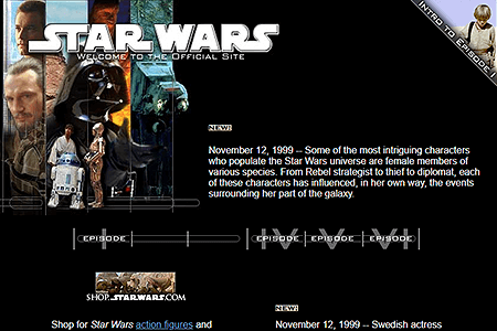 Star Wars website in 1999