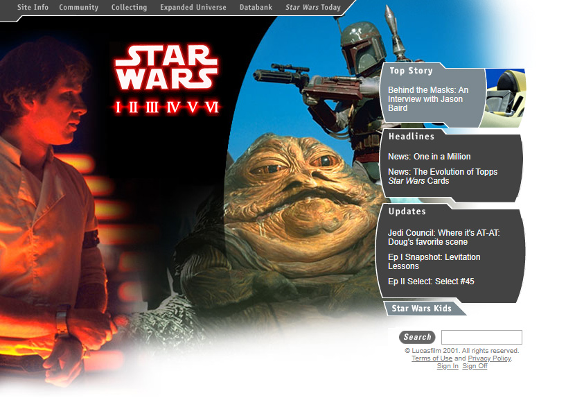 Star Wars website in 2001