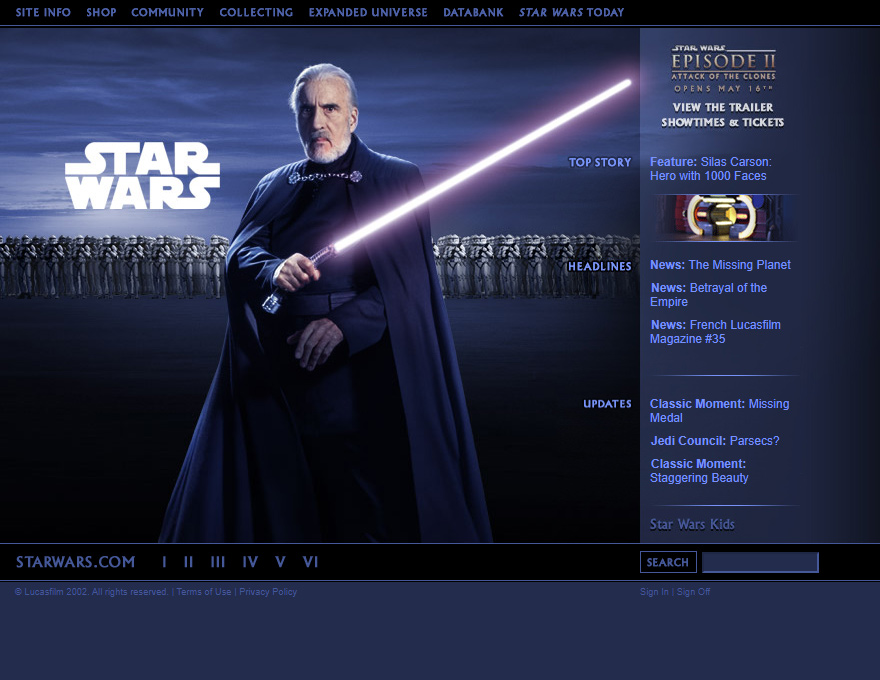 Star Wars website in 2002