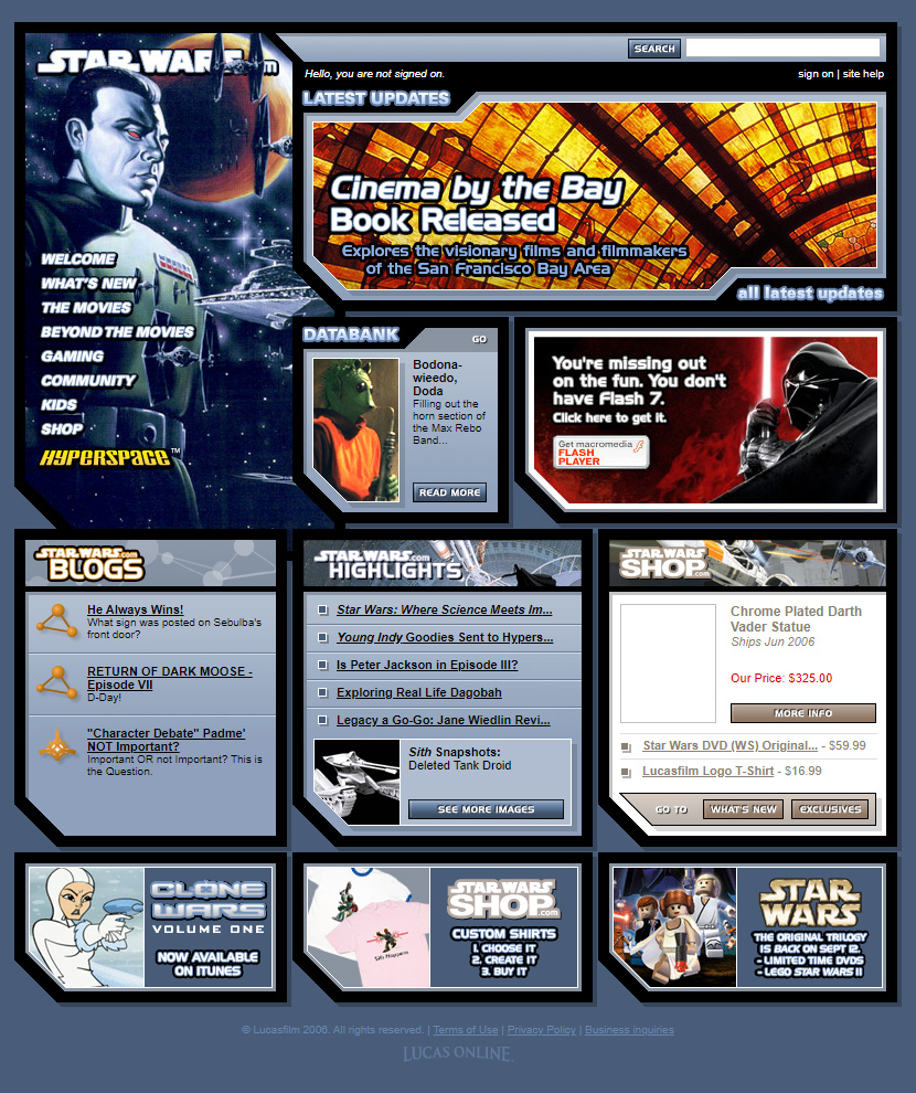 Star Wars website in 2006