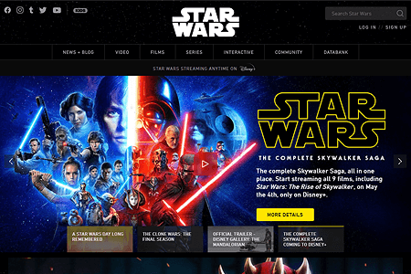 Star Wars website in 2020