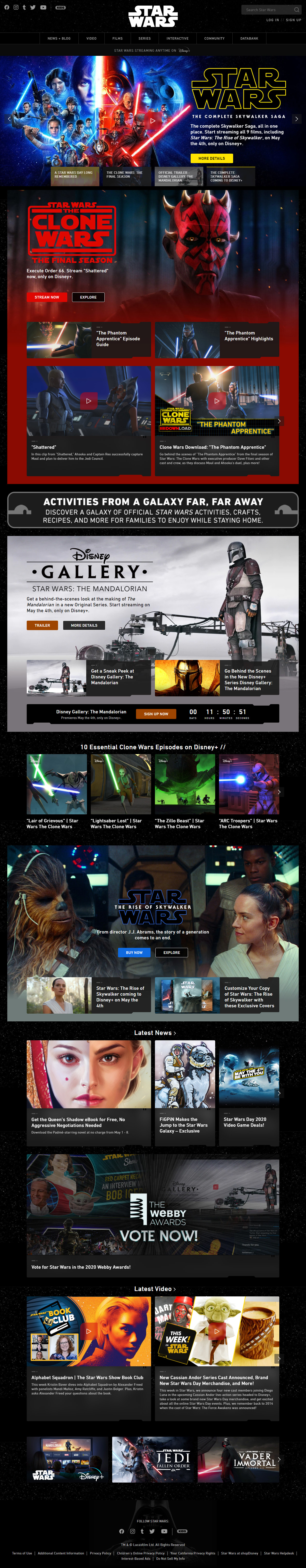 Star Wars website in 2020