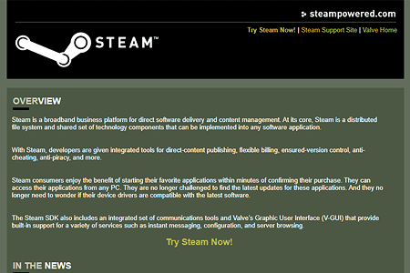 Steam website in 2002