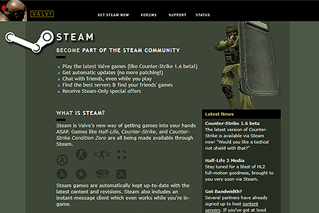 Steam website in 2003