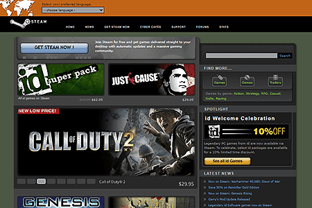 Steam website in 2007