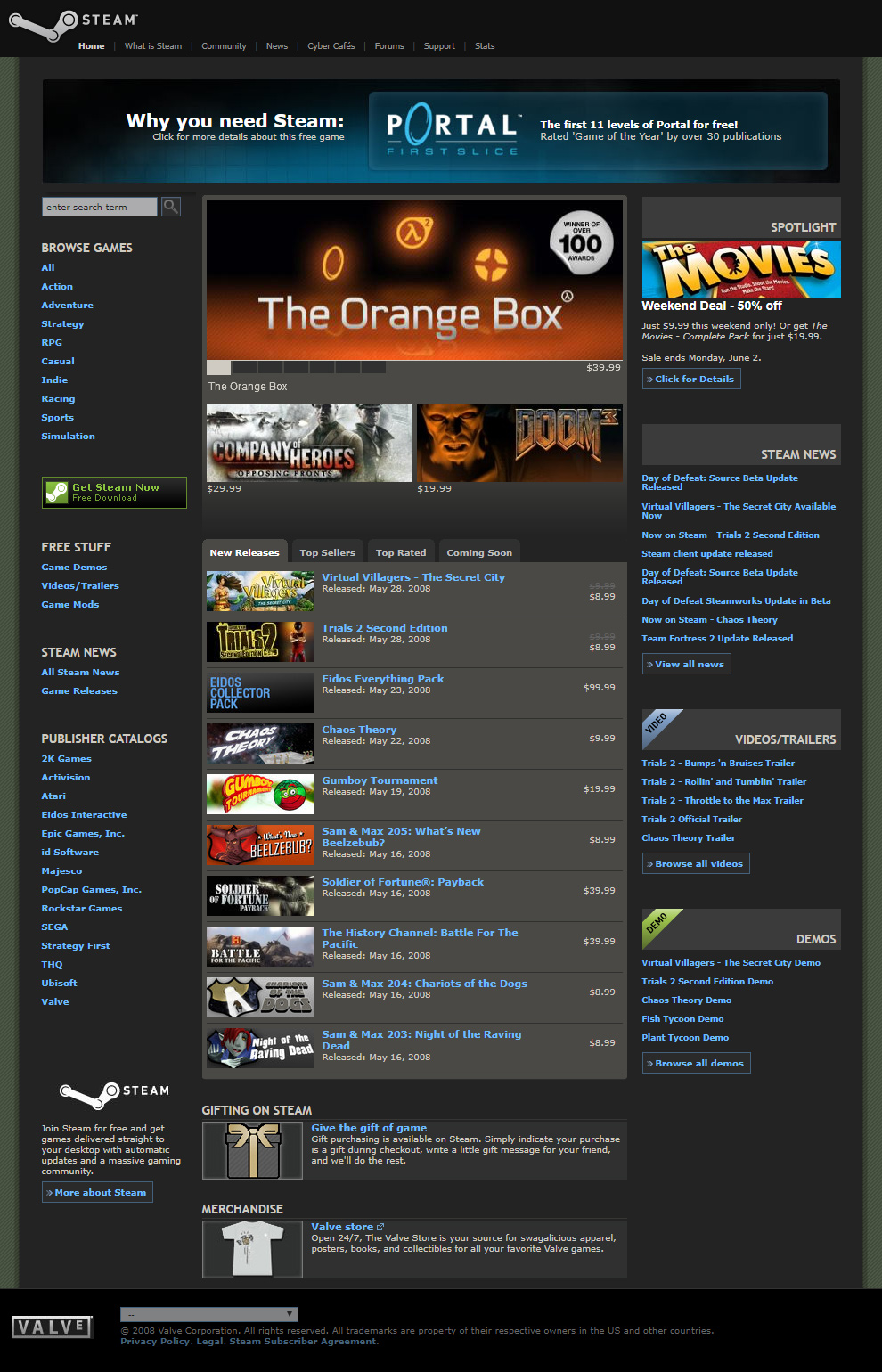 Steam website in 2008