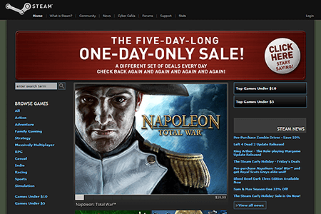 Steam website in 2009