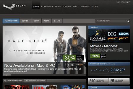 Steam website in 2010