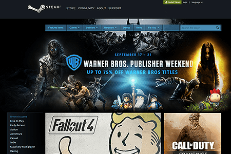 Steam website in 2015