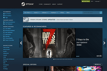 Steam website in 2016