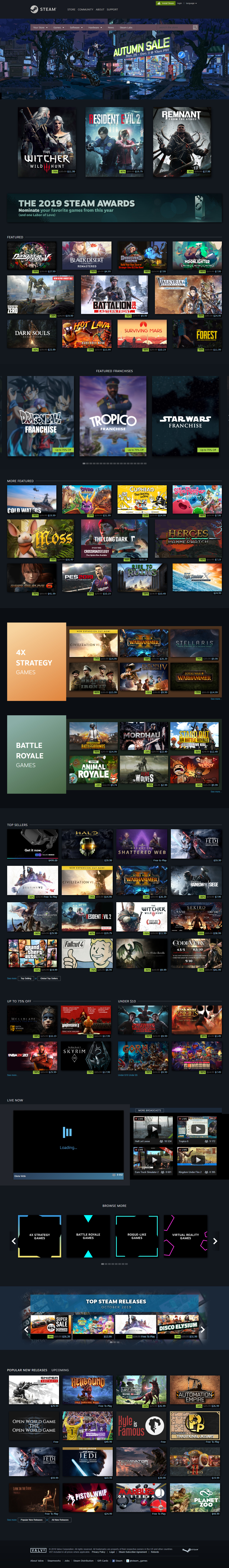 Steam website in 2019