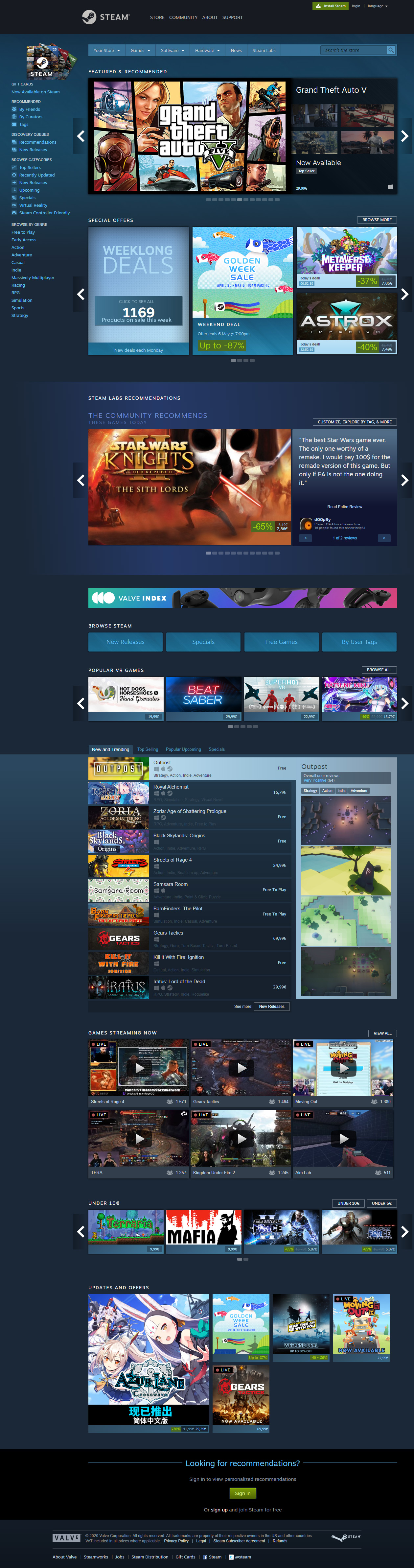 Steam website in 2020