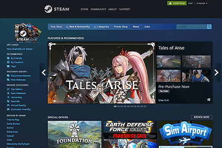 Steam website in 2021