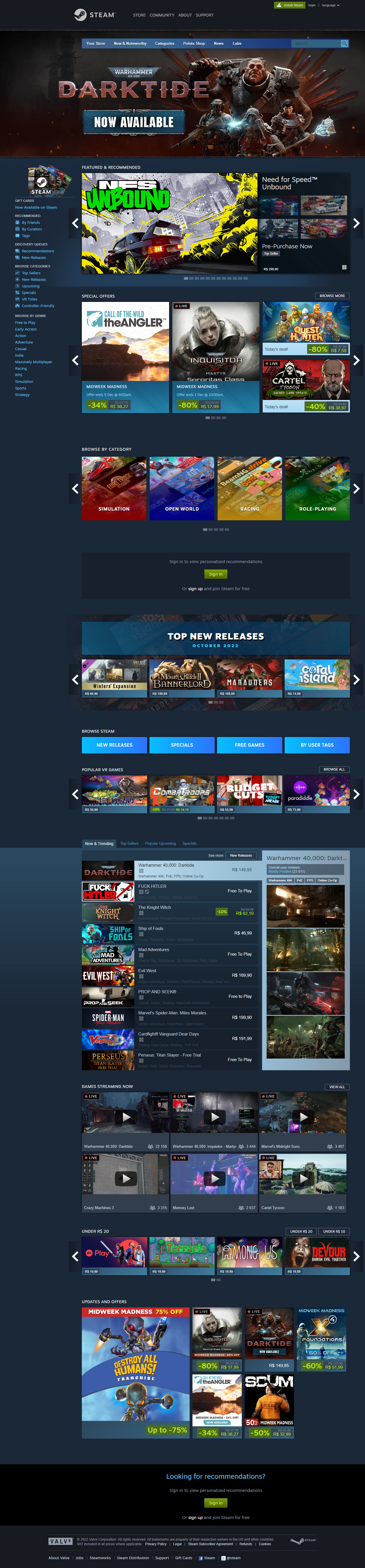 Steam website in 2022