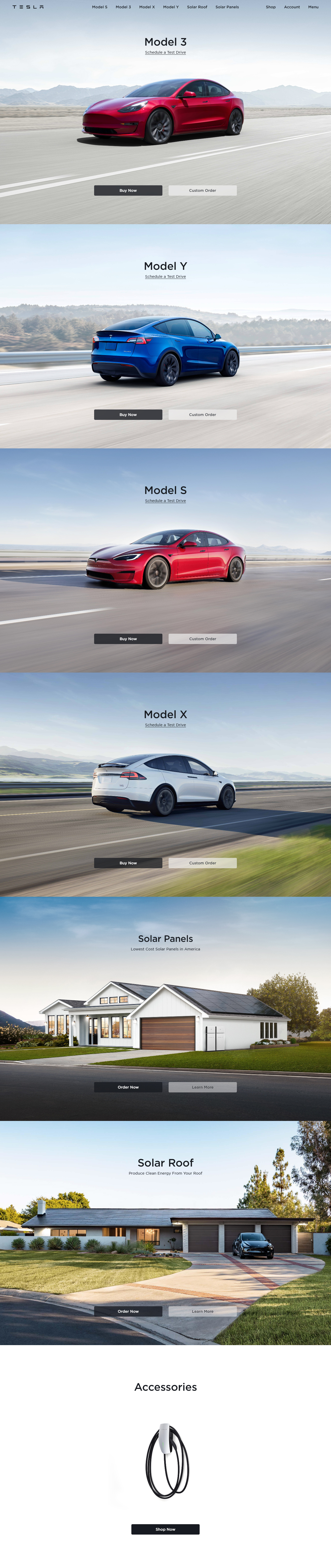 Tesla website in 2022