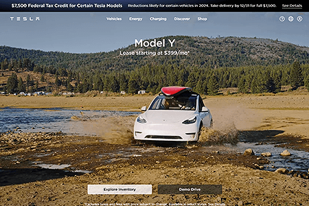 Tesla website in 2023