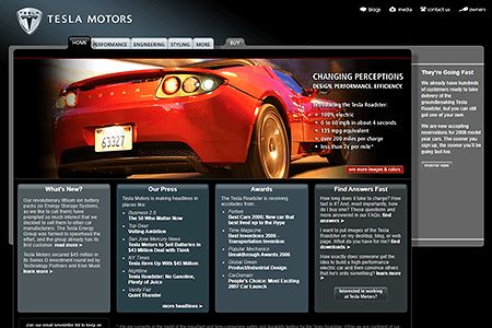Tesla website in 2007