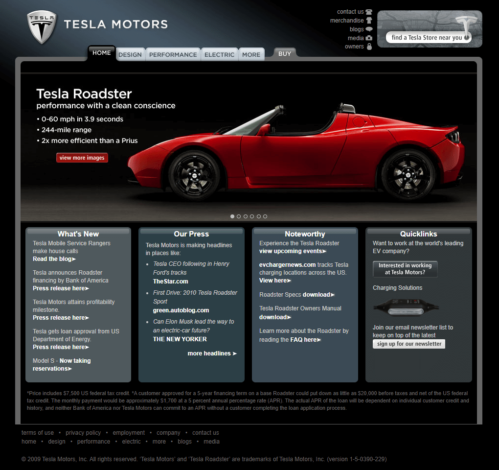 Tesla Motors in 2009