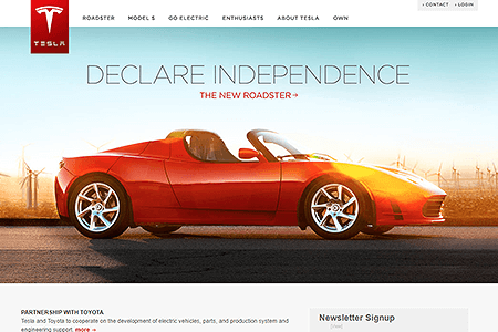 Tesla website in 2010