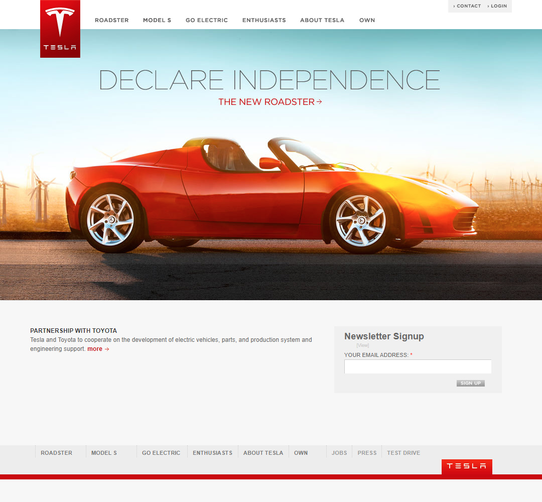 Tesla website in 2010