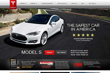 Tesla website in 2013