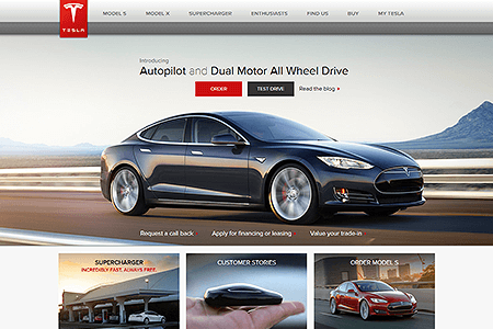 Tesla Motors website in 2014