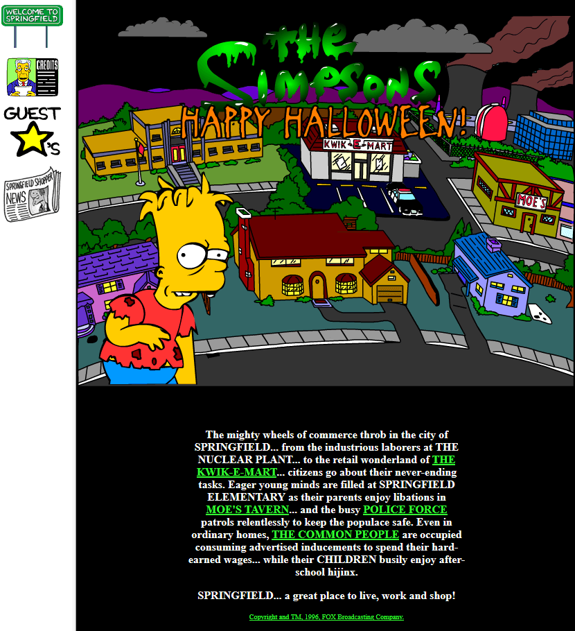 The Simpsons flash website in 1996